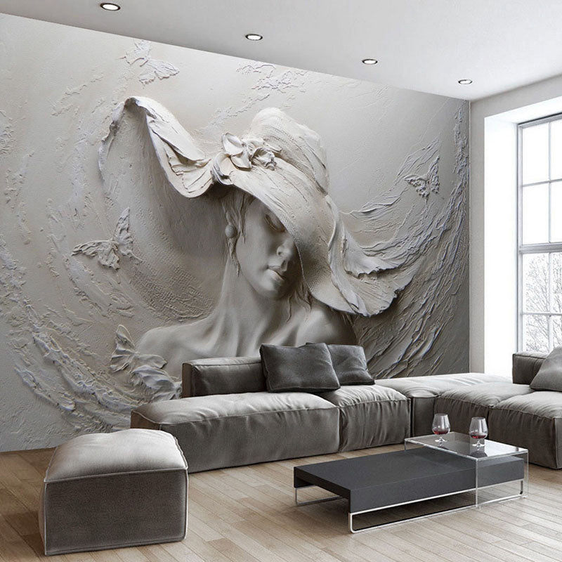 8D Embossed Bedroom Wallpaper Living Room TV Background