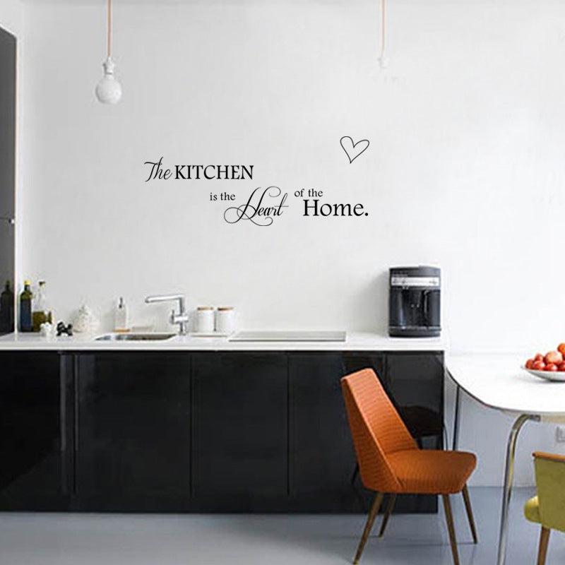 New Kitchen Is Heart Of The Home Letter Pattern Wall Sticker PVC Removable Home Decor DIY Wall Art MURAL